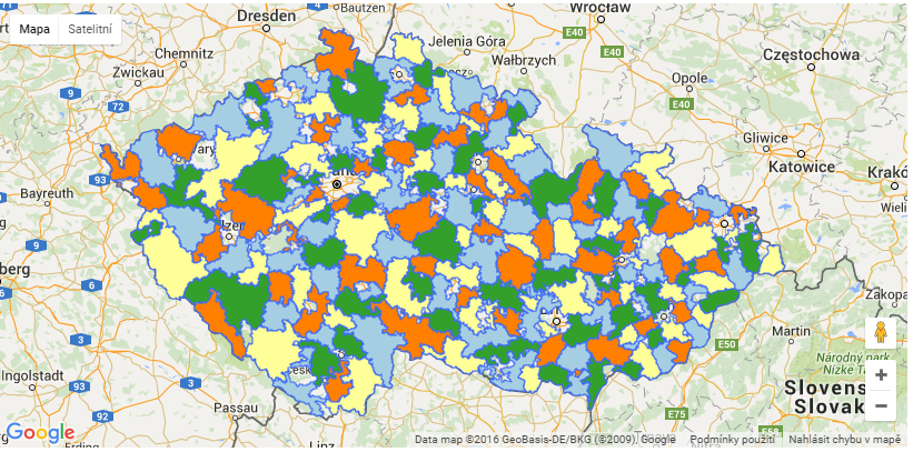Mapa místních akčních skupin (MAS) v ČR. Převzato z webu NS MAS.
